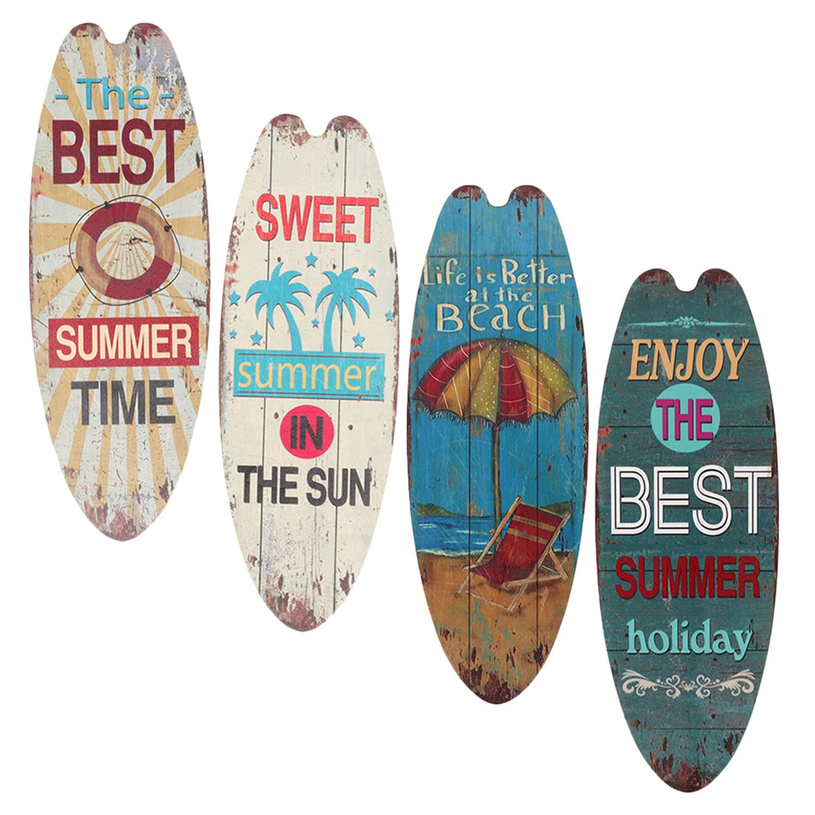 Decoration marine legere planches de surf en bois plaques murales de salon 4pcs