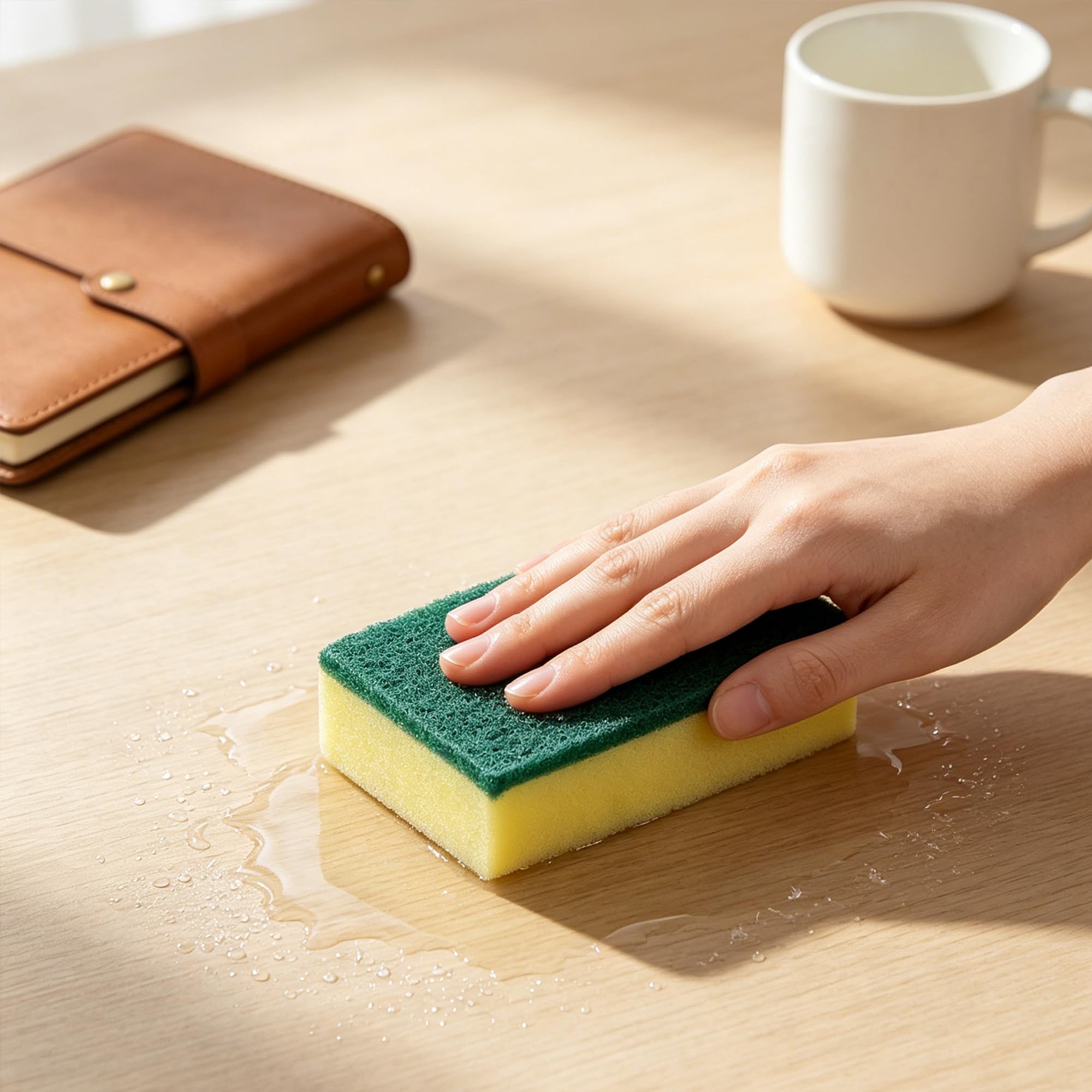40 Spugne Cucina a Due Lati, 10 x 7 x 3 cm, Verde e Giallo, Spugnette Piatti e Pulizia Casa, Morbide e Abrasive