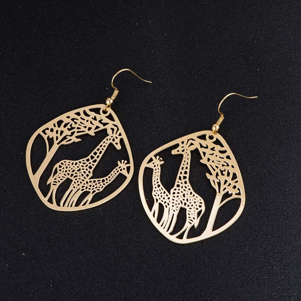 Giraffe Resting Under the Tree Drop Earring - Christmas Gift Jewelry - Image 2