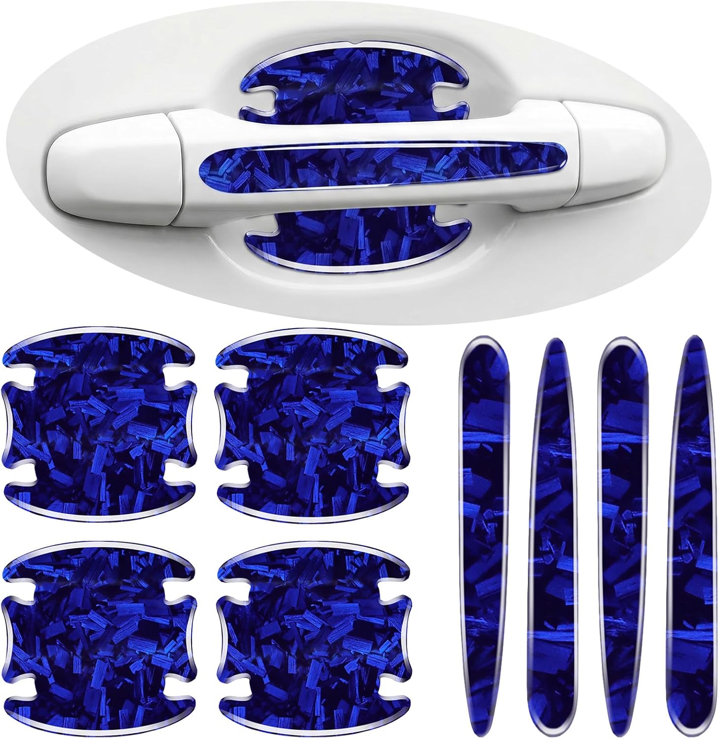 8PC Car Door Handle Scratch Protector,3D Carbon Fiber Car Door Handles Paint Guard Cover,Self-Adhesive & Non-Marking,Universal for Most Car