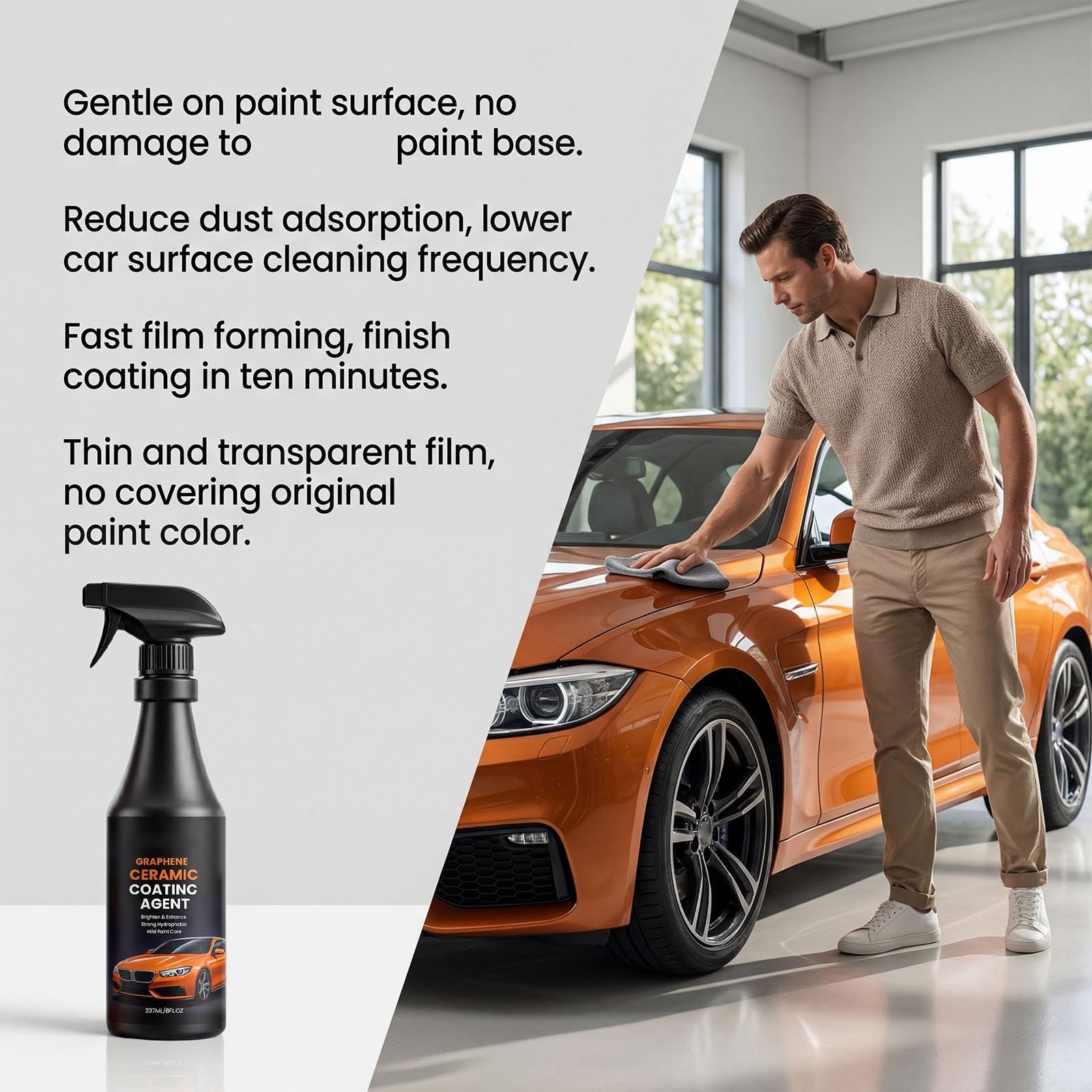 Kit Revêtement Céramique Graphène – Ceramique Voiture, Protection 10+ Ans & Finition Ultra Brillante, Polish Voiture Hydrophobe pour Entretien Longue Durée et Protection Ceramique Voiture (2PC)