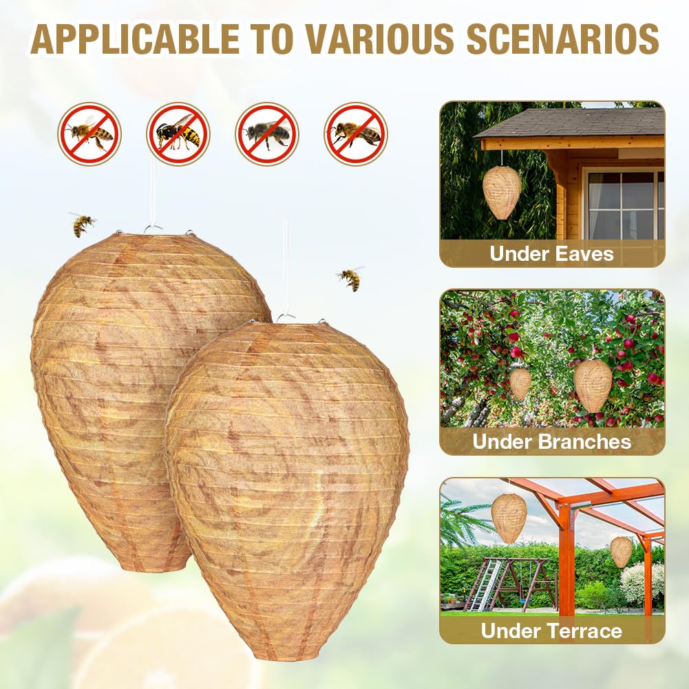 Flintronic Nido de Avispas, 2 Piezas Señuelo de Nido de Avispas Nido de Avispas, Impermeable Trampa Avispas Exterior, Se Utiliza en Hogares y Jardines al Aire Libre para Repeler Avispas, Amarillo