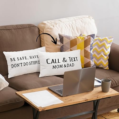 Vista 3 de Mingnei Have Fun Be Safe Don't Do - Fundas de almohada decorativas reversibles para dormitorio universitario, texto divertido para mamá, papá