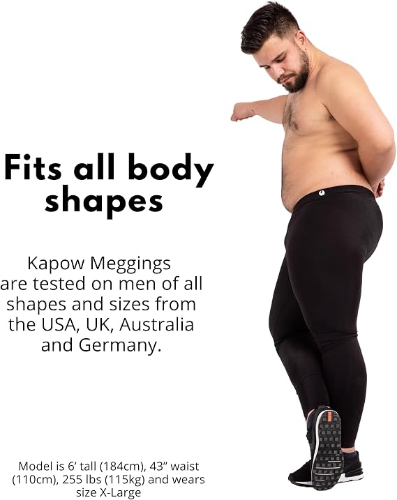 Kapow Meggings Originals Men's Fashion Leggings, 4-Way Stretch Tights for Festivals, Travel, Lounging & Everyday Wear