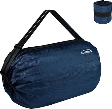 Aosbos Duffle Bag for Travel Foldable Backpack Woman Man Large Tote Bag Cute Packable Weekender Overnight Bag, Blue