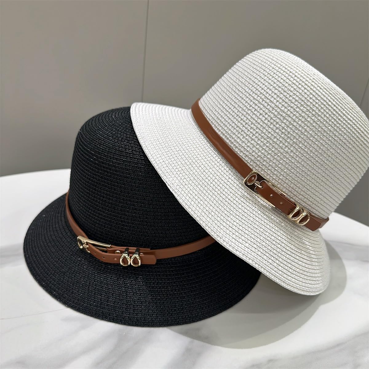 Sombrero de Paja de Verano para Mujer,de ala Ancha,Ligero,con Hebilla de Metal,Plegable,Transpirable,para Playa,Actividades Al Aire Libre