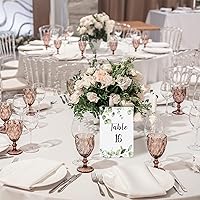 Vista 7 de Zonon 26 Piezas Tarjetas de Números de Mesa de Boda 1-25 con Números de Mesa Principal Tarjetas de Doble Cara de Follaje de Eucalipto Centros