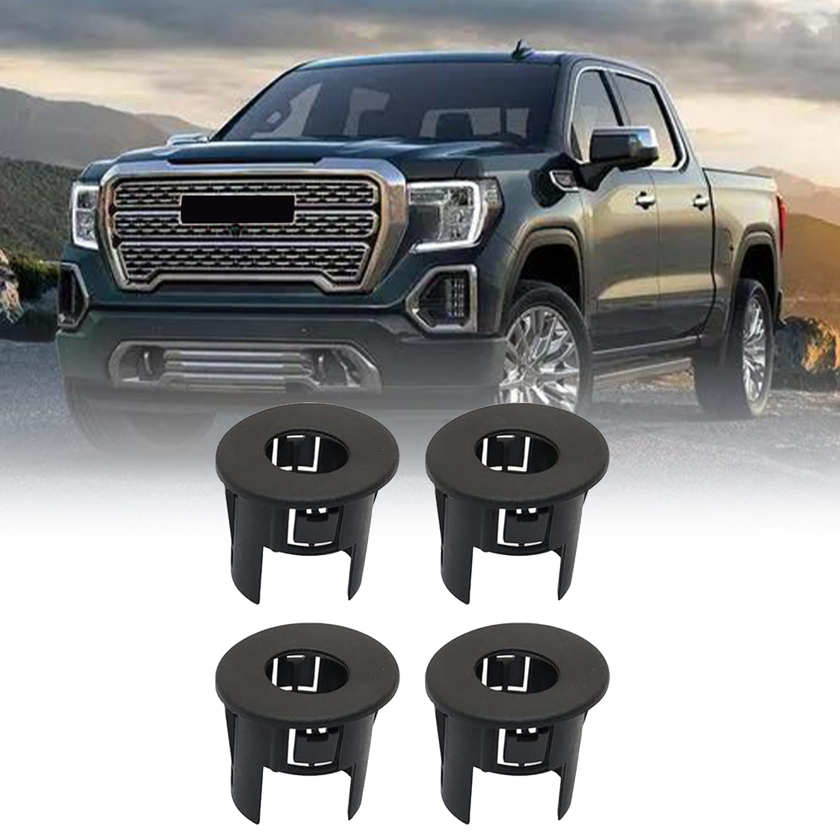 FZJDSD 4Pcs Black Rear Bumper Parking Aid Assist Sensor Bracket Bezel Housing 25844782 Compatible with Chevrolet Silverado Avalanche 2007-2013 GMC Sierra 1500 2500 HD 3500 HD 2007-2014