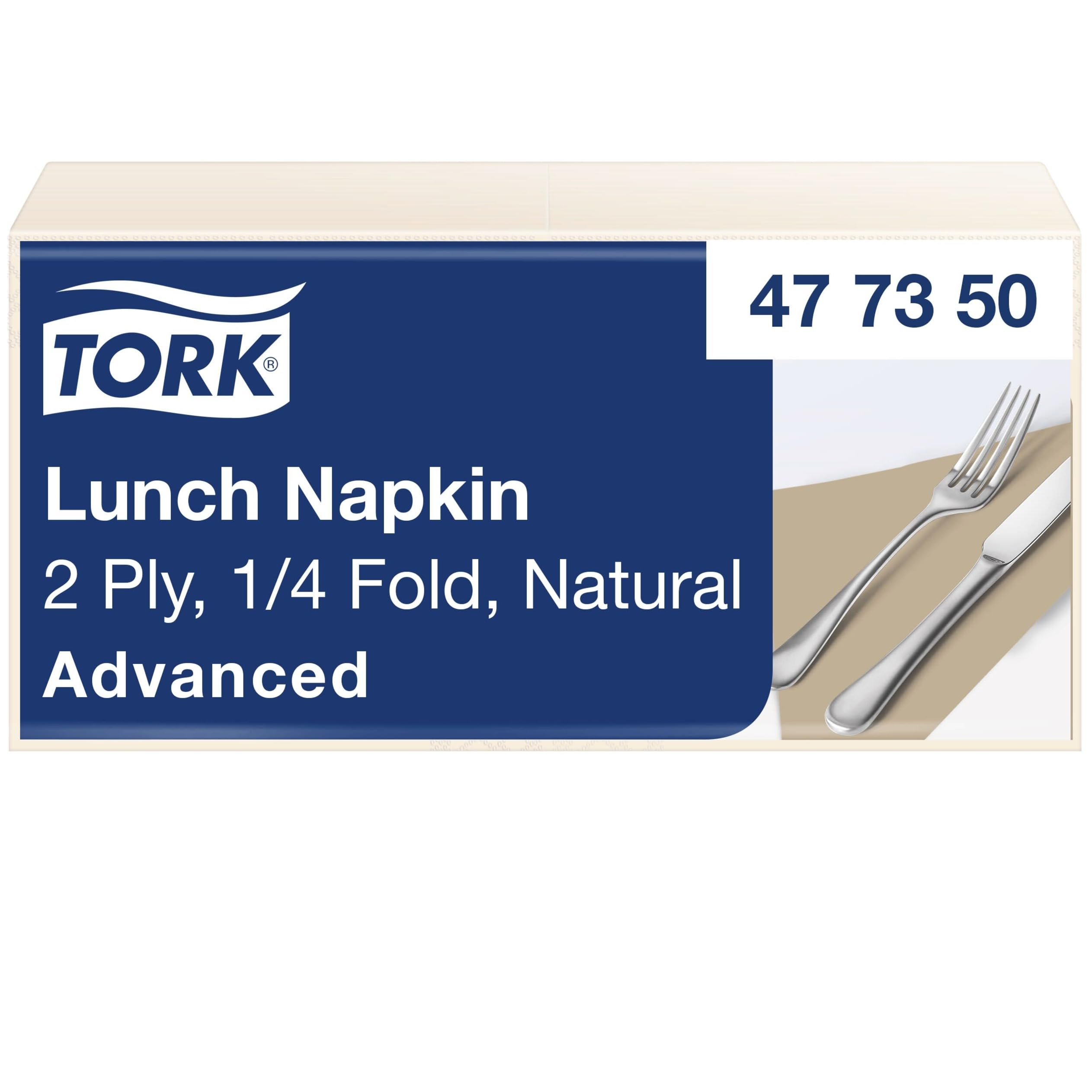 Tork Serwetka Obiadowa, Naturalna, Składana w 1/4, 2-Warstwowa, 33 cm x 33 cm, 10 x 200 Serwetek, 477350