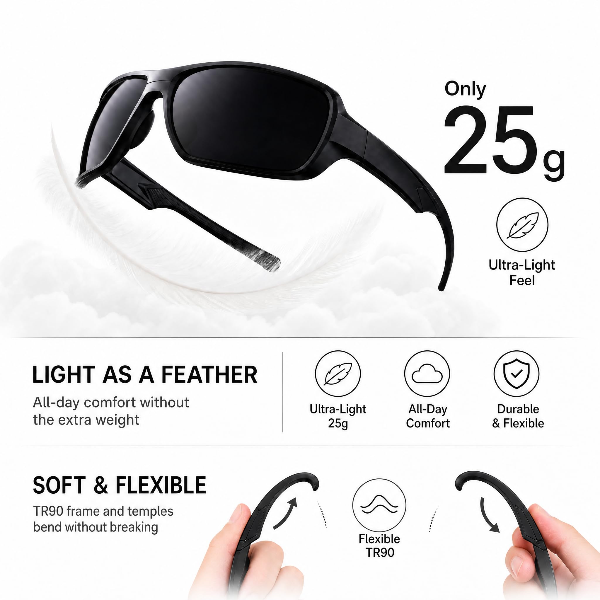 Bloomoak Occhiali da sole CAT 4 Super Extra Dark 2% VLT | UV 400 | Per fotofobia e OPS occhi e sensibilità alla luce | Avvolgenti con protezione laterale per uomo