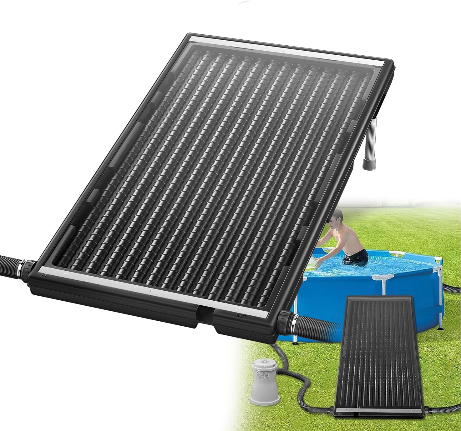 FIVMEN Riscaldatore solare per piscina Collettore solare 111,5x66x6,5 cm Riscaldatore solare per piscina Riscaldatore solare Pannello solare Riscaldatore solare fino a 15 L di capacità Impianto solare