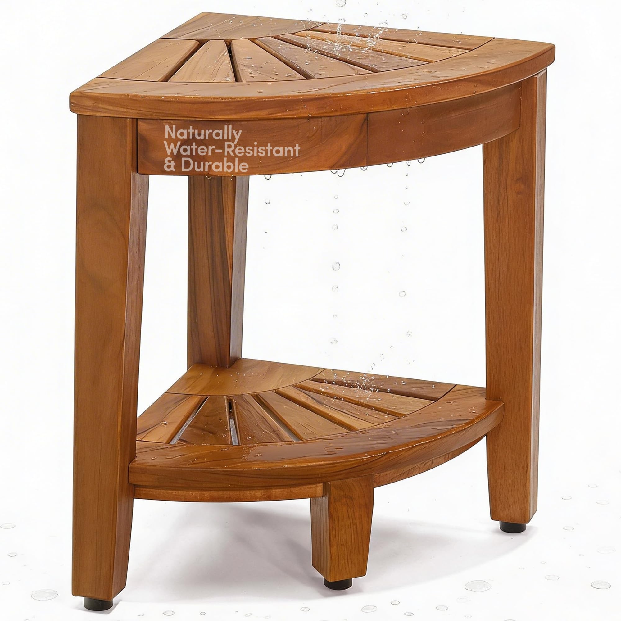 AquaTeak Kai Petite OptiAREA Corner 13" Teak Shower Bench