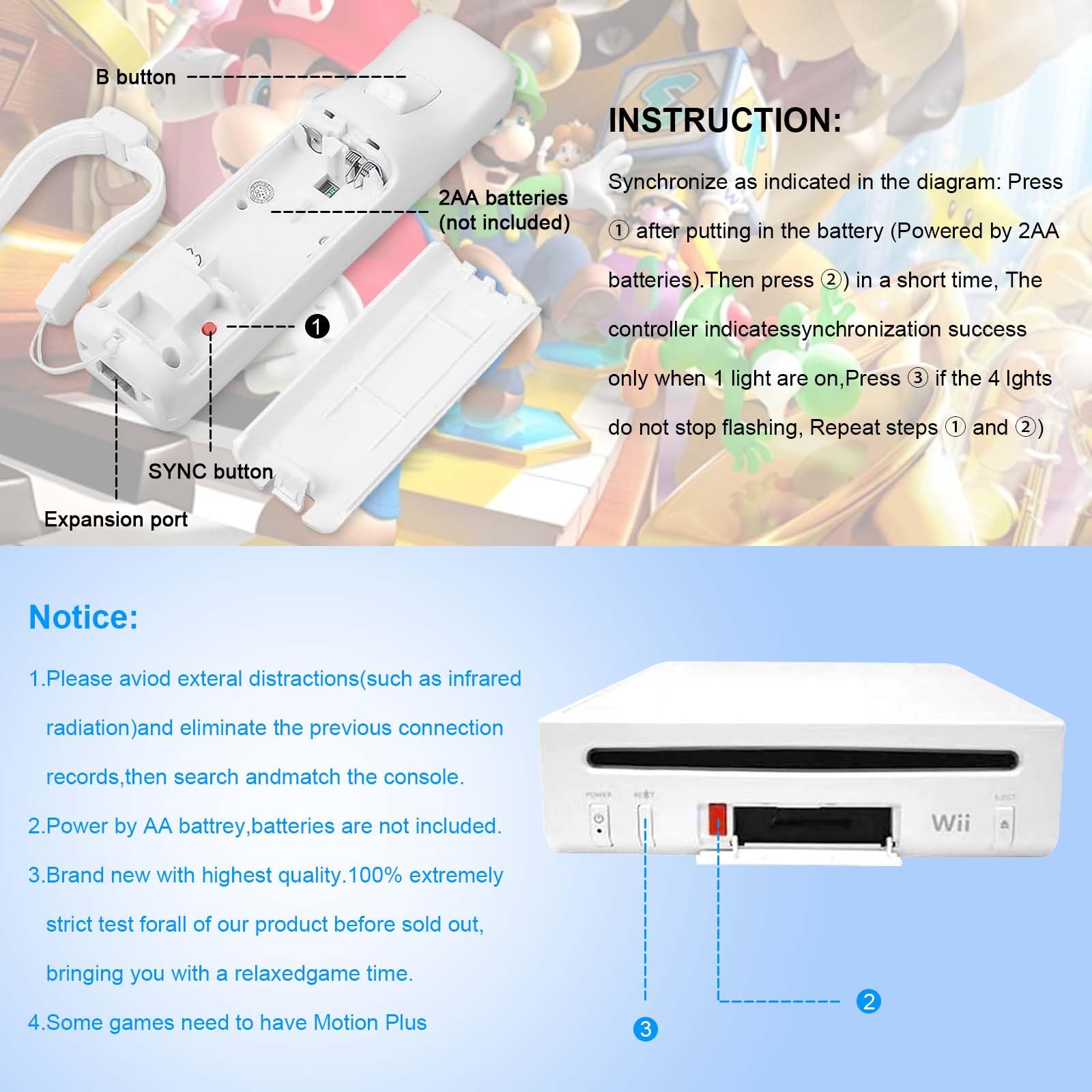 PENYUY Remote Controllers for Wii,Replacement Remote Game Controller Compatible with Nintendo Wii/Wii U, with Silicone Case and Wrist Strap (White)