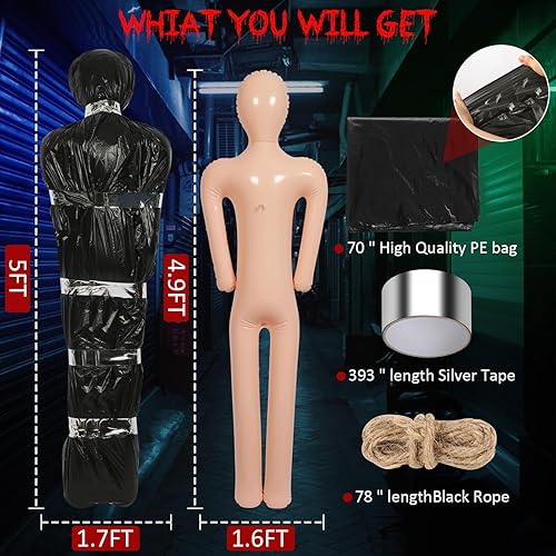 Miniatura 6 de Decoraciones de Halloween para exteriores, accesorios de víctimas muertas aterradoras, juego de decoración de Halloween espeluznante para casa