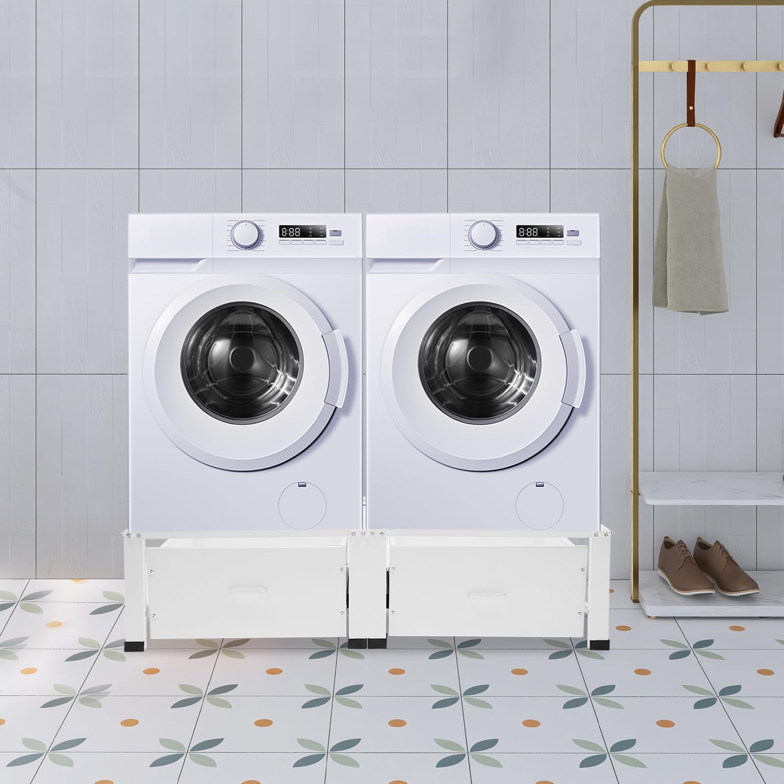 Soporte doble para lavadora y secadora con 2