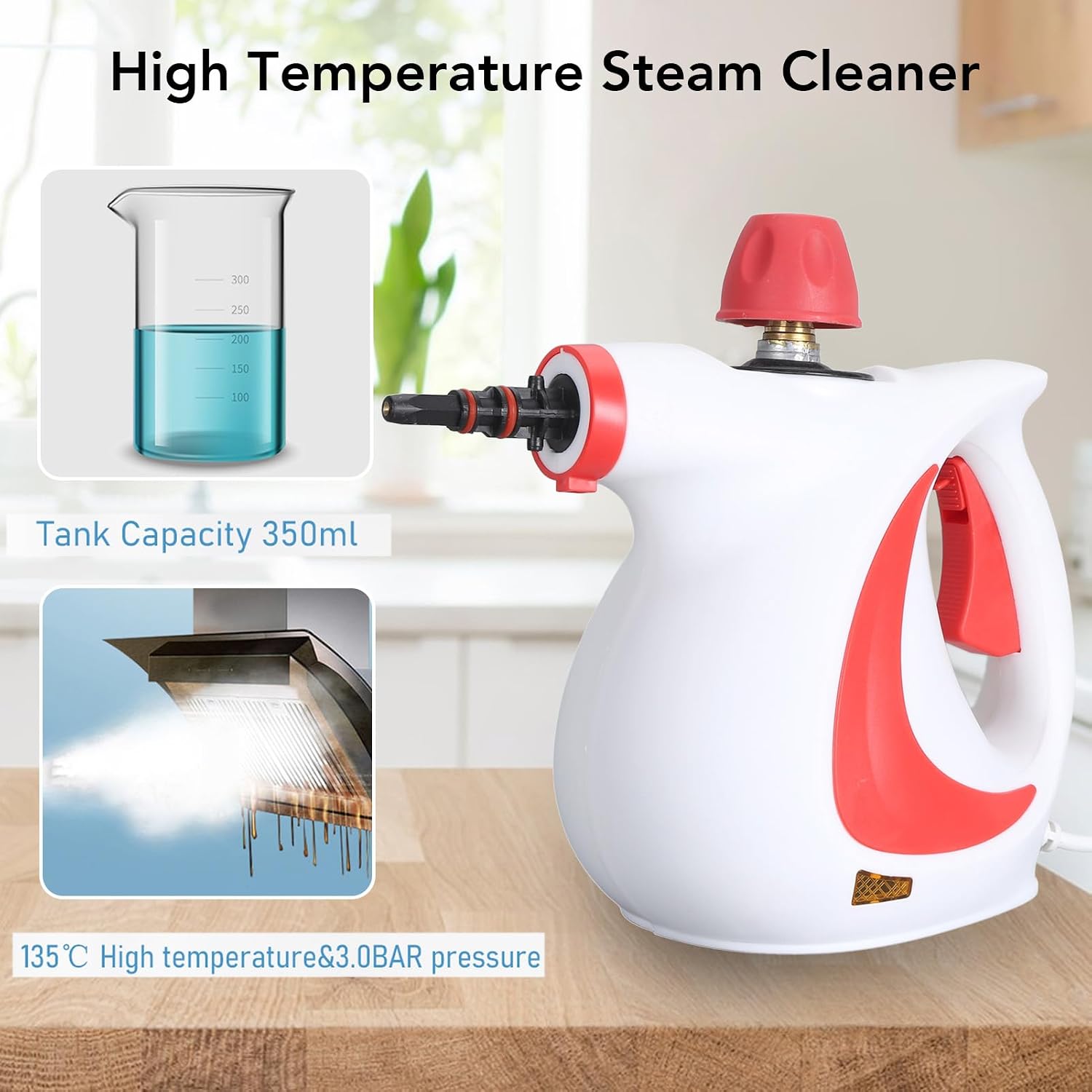 Handheld Steam Cleaner, High Temperature High Pressure Steam Machine, Portable Design, Versatile Use with for Air Conditioner Kitchen Hoods (US Plug 110V)