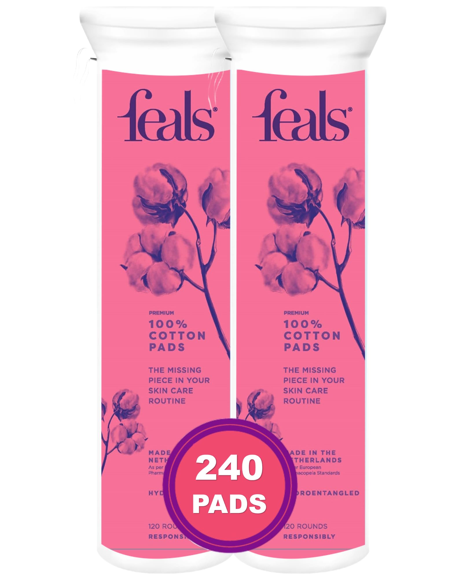 Feals Cotton Pads for Makeup Removal, 240 Pads, 100% Natural and Gentle Cotton Pads, Ideal for Skincare Routine, Applying Face Toner, Cleaning, Cleansing, and Makeup Removal, Ideal for All Skin Types, For Eye & Face Makeup Removal, Nail Polish Removal, Pack of 2 (120 pads each)-image-24