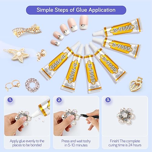 Miniatura 5 de B7000 - Pegamento transparente para manualidades, impermeable, de alta elasticidad, se seca en 3 minutos, puede restaurar teléfonos y joyas,