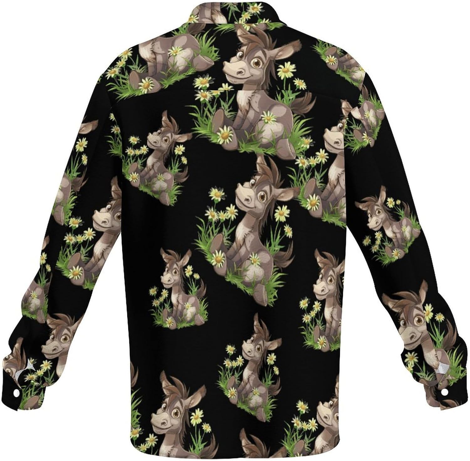 Donkey Daisy Flower Men's Shirts Casual Jacket Long Sleeve Coat Novelty Outwear Tops