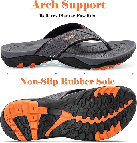 Miniatura 3 de HAOLIRA Chanclas para hombre con soporte de arco para interiores y exteriores, sandalias ortopédicas cómodas antideslizantes