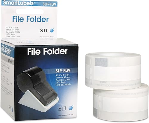 Seiko SLPFLW - Etiquetas autoadhesivas para carpetas de archivos (916 x 3-716, color blanco, 260 unidades)