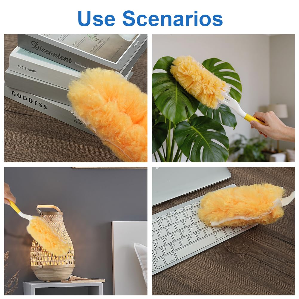 Vicloon Plumero Atrapapolvo Doble Cara, 30Pcs Plumero Duster Recambios Kit Antiestático Atrapan y Bloquean el Polvo y los Alérgenos para Limpiar Persianas Pelo de Animales con 2 Mango para Swiffer Kit — view 8
