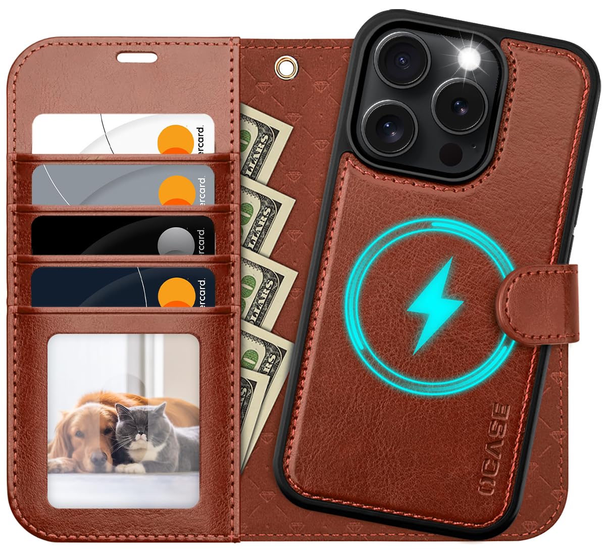 OCASE for iPhone 16 Pro Max Case Detachable Wallet Case with Card Holder, 2 in 1 Pu Leather Flip Folio with RFID Blocking Stand Wrist Strap Shockproof