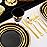 WELLIFE 150 PCS Black and Gold Disposable Dinnerware Set, Plastic Plates for Party, Including 25 Dinner Salad Plates, Cups, Forks Knives Spoons for Halloween and Party Supplies