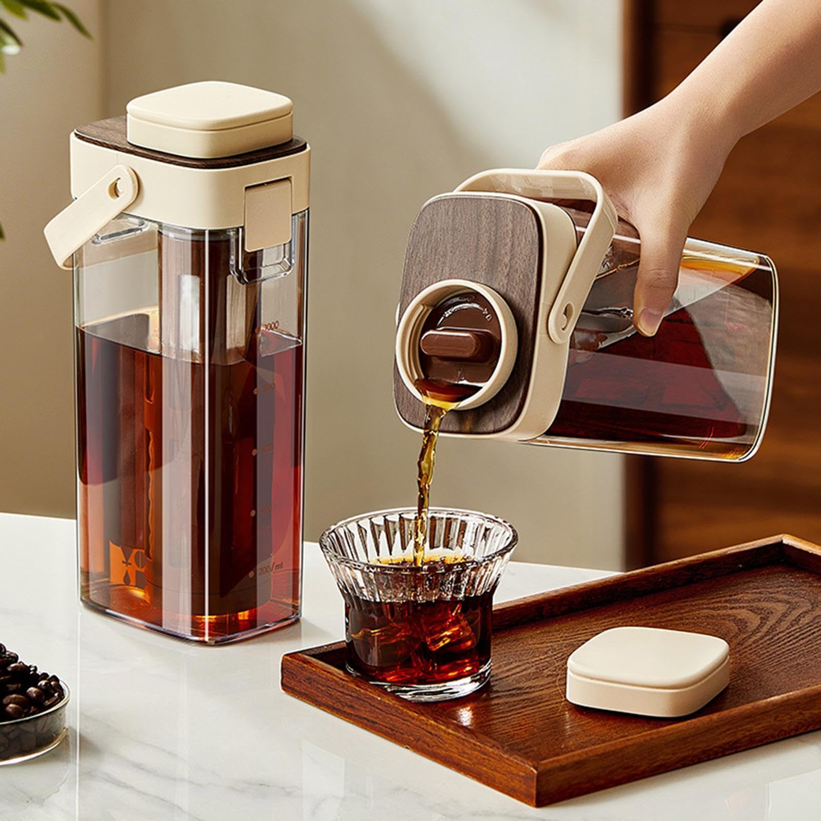 De Café Cold Brew - Botella 1000ml, Con Asa | Ayudante Para Recipiente Para Con Pico De Ancha, Bebidas Caseras, Limonada, Hogar, Cocina, Comedor, Uso Para La Vida Cotidia