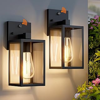 2 Pack Dusk to Dawn Exterior Lighting Fixtures Wall Mount, Sensor Outside Front Porch