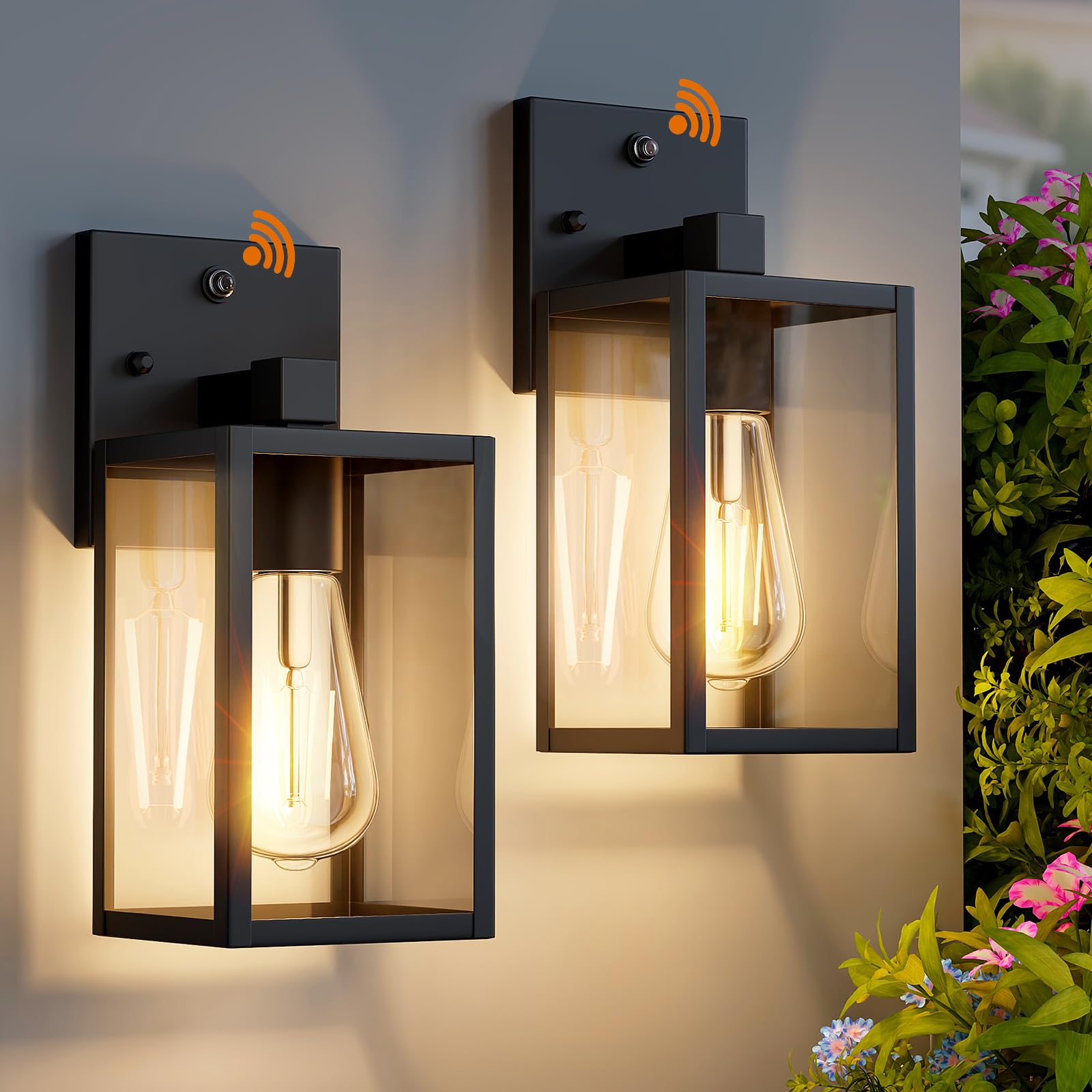 2 Pack Dusk to Dawn Exterior Lighting Fixtures Wall Mount Sensor Outside Front Porch Lights for House Outdoor