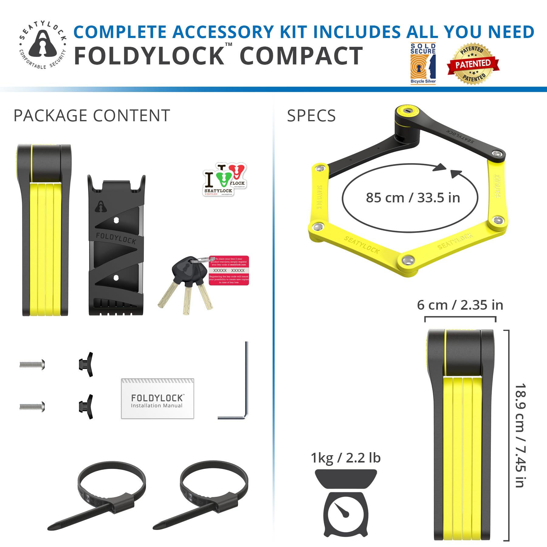 Amazon.co.jp: Seatylock 自転車ロック フォルディロックコンパクト