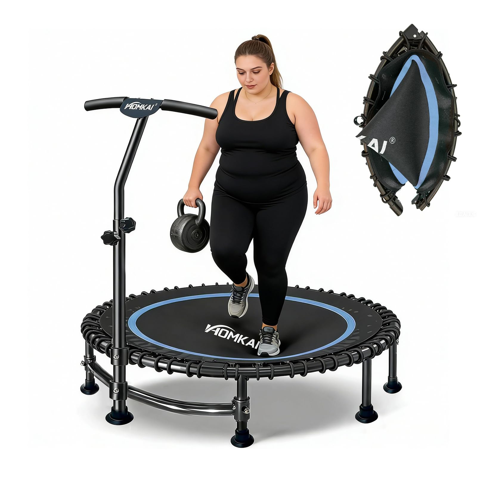 HOMKAI 48" Mini Rebounder Trampoline Foldable Blue-48inch