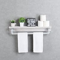 Vista 11 de MBQQ Estante de tubo industrial, estante de pared rústico con toallero, toalleros de granja de 20 pulgadas para baño, estantes flotantes montados