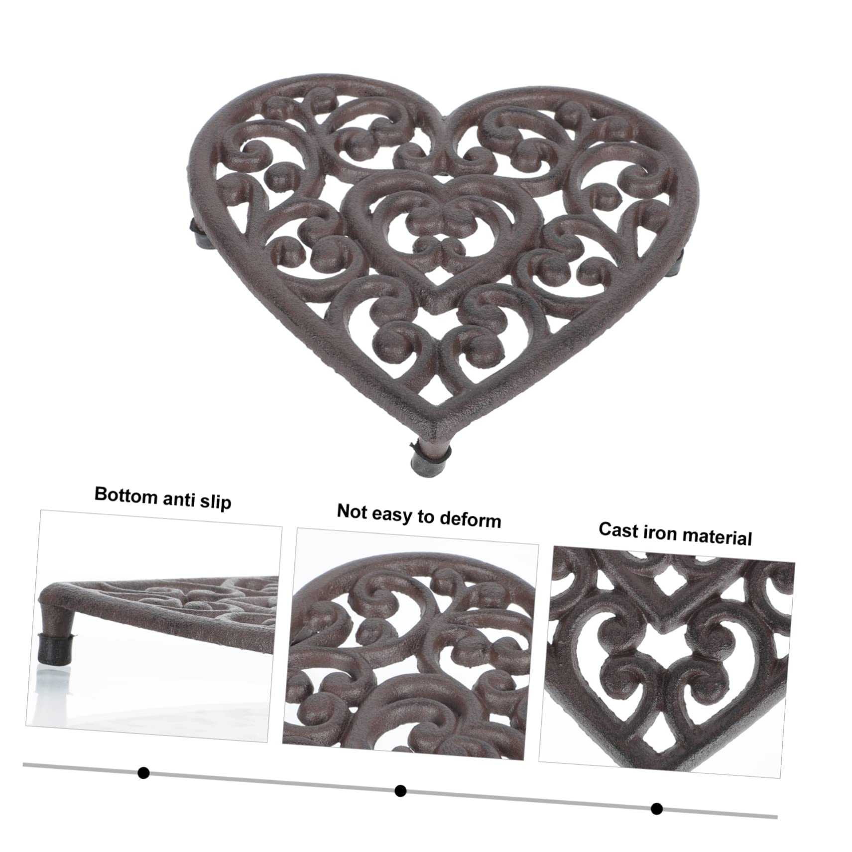 Sottopentola a Forma di Cuore in Ghisa Marrone, 1 Pezzo