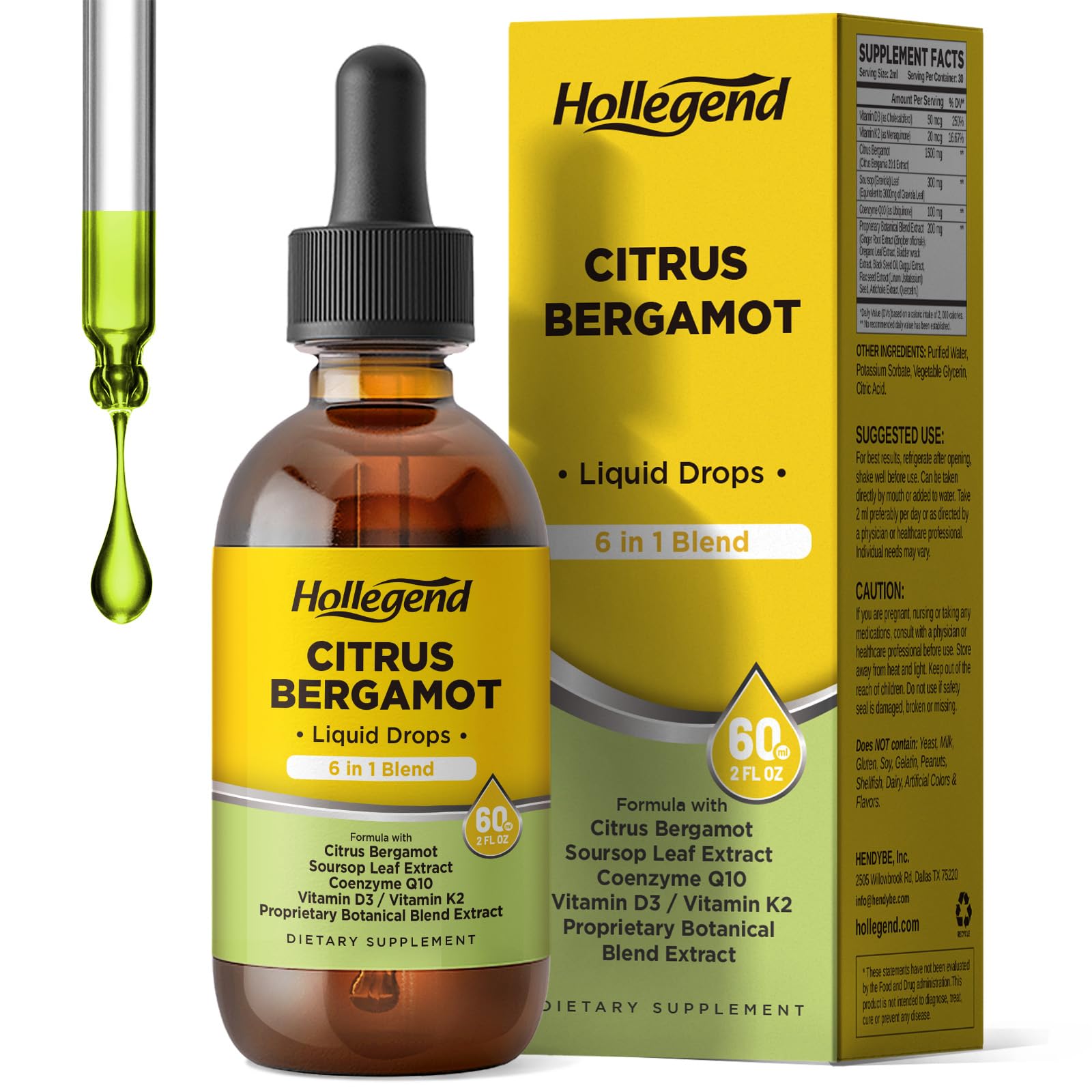 Citrus Bergamot Liquid Drops, Bergamot Extract 1000mg Supplement