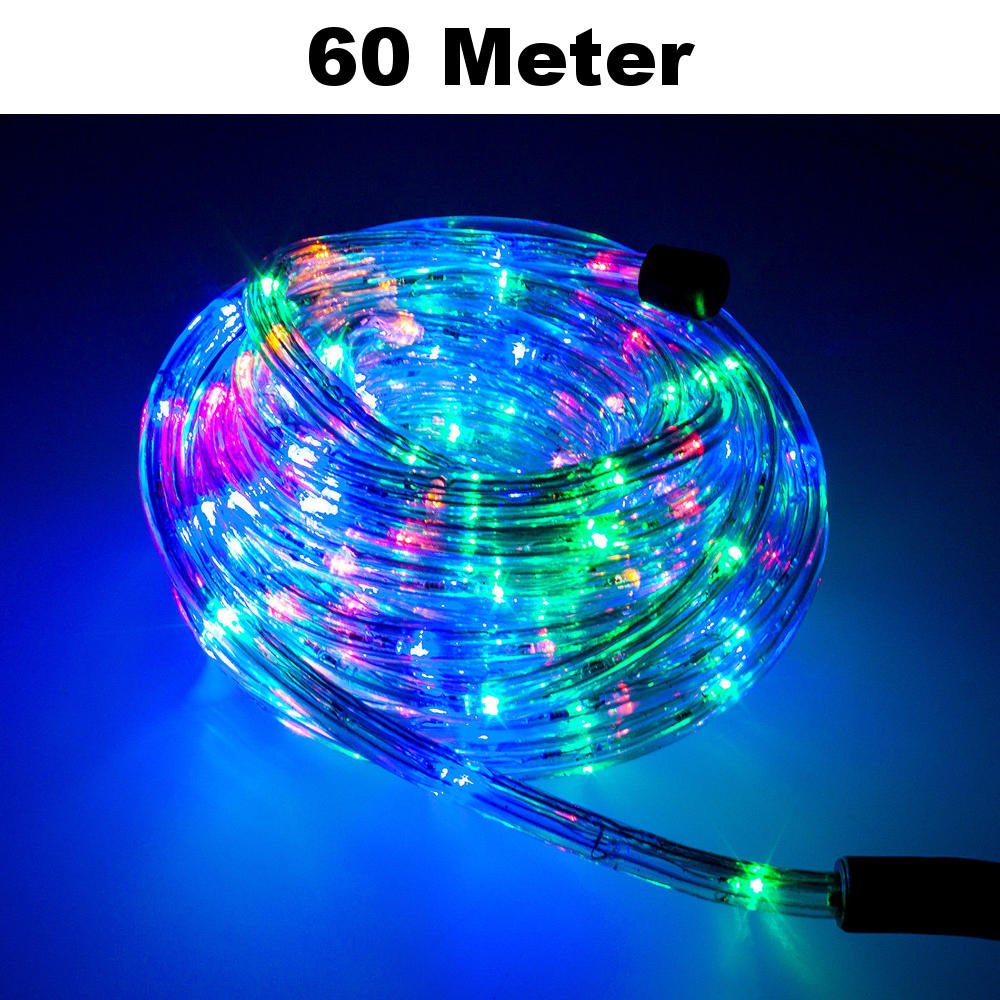 LED Luz Manguera Juego completo con accesorios luz cadena de iluminación de color verde rojo blanco cálido azul RGB 5 metros hasta 50 metros F3 LED para interior/exterior, rgb, 60 metros