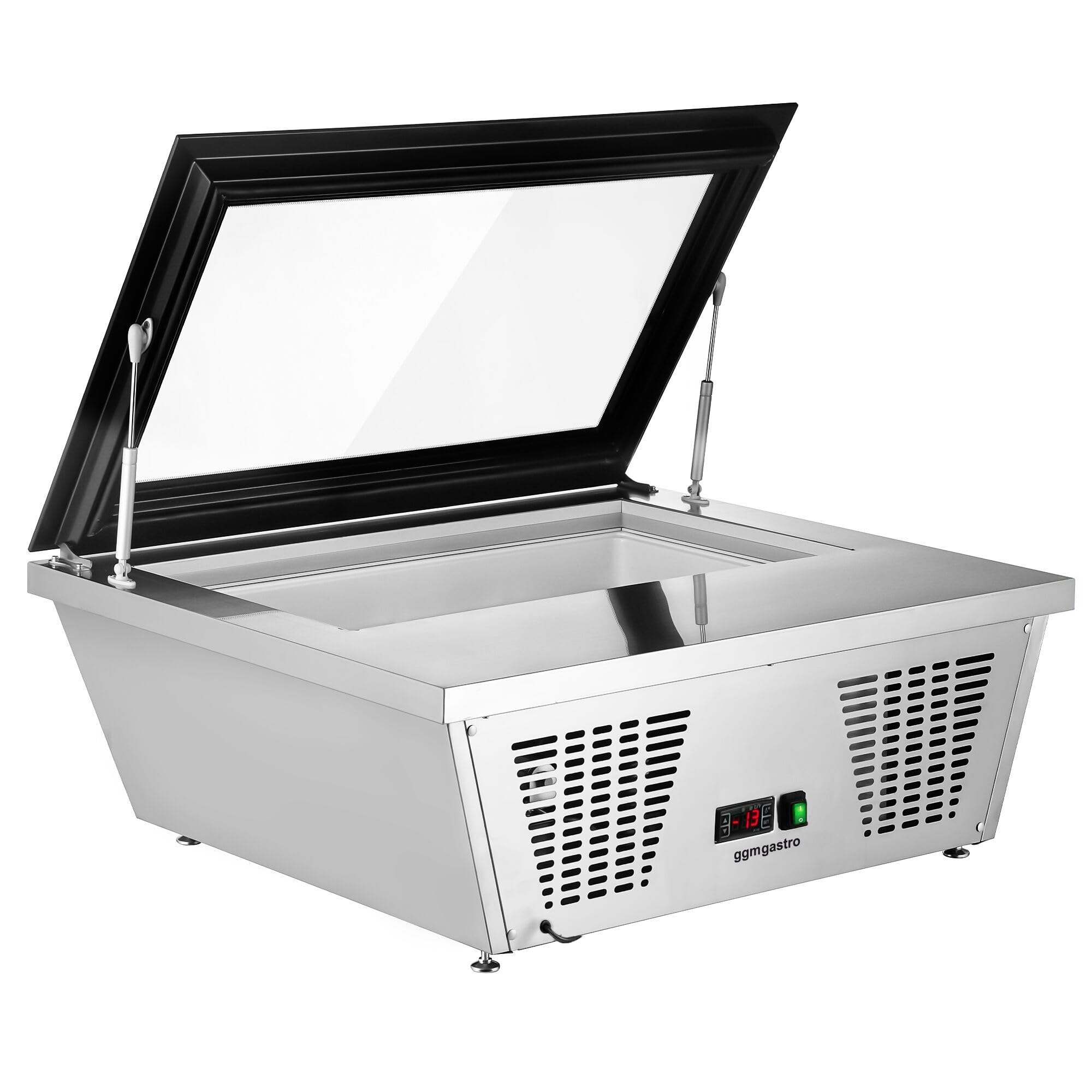 GGM Gastro | EAVNR87N | Tisch-Eisvitrine - 870mm - Statisch - für 4x 5 Liter Eisbehälter - gerader Deckel - Deckelöffnung zur Bedienseite