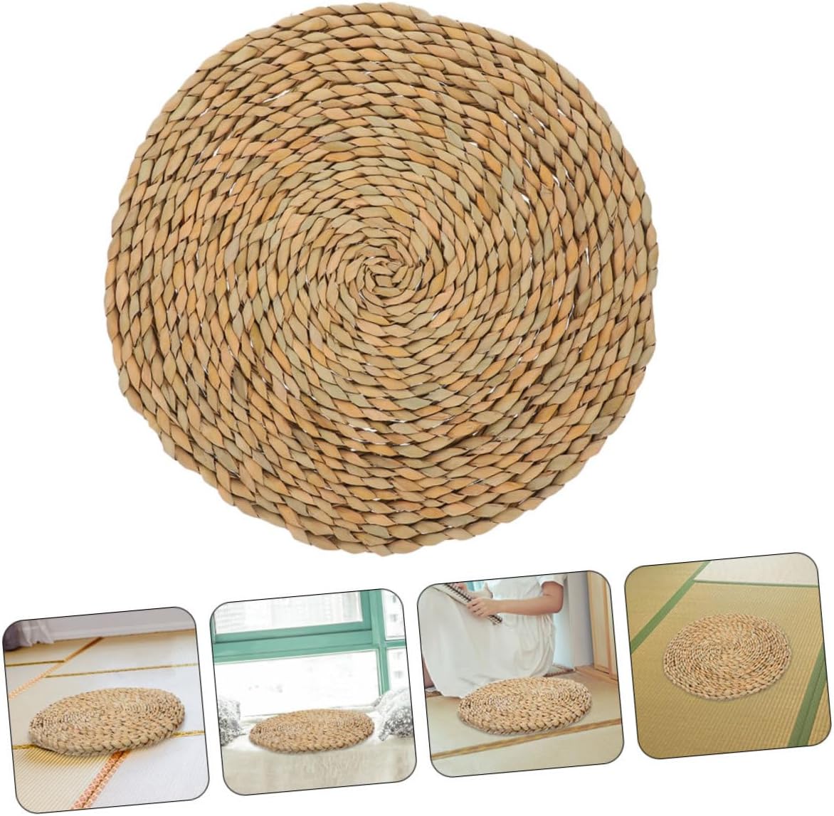 UPKOCH Japanese Round Cushion Straw Seat Cushion Woven Straw Pillow Tatami Floor Seat Pad for Meditation and Yoga