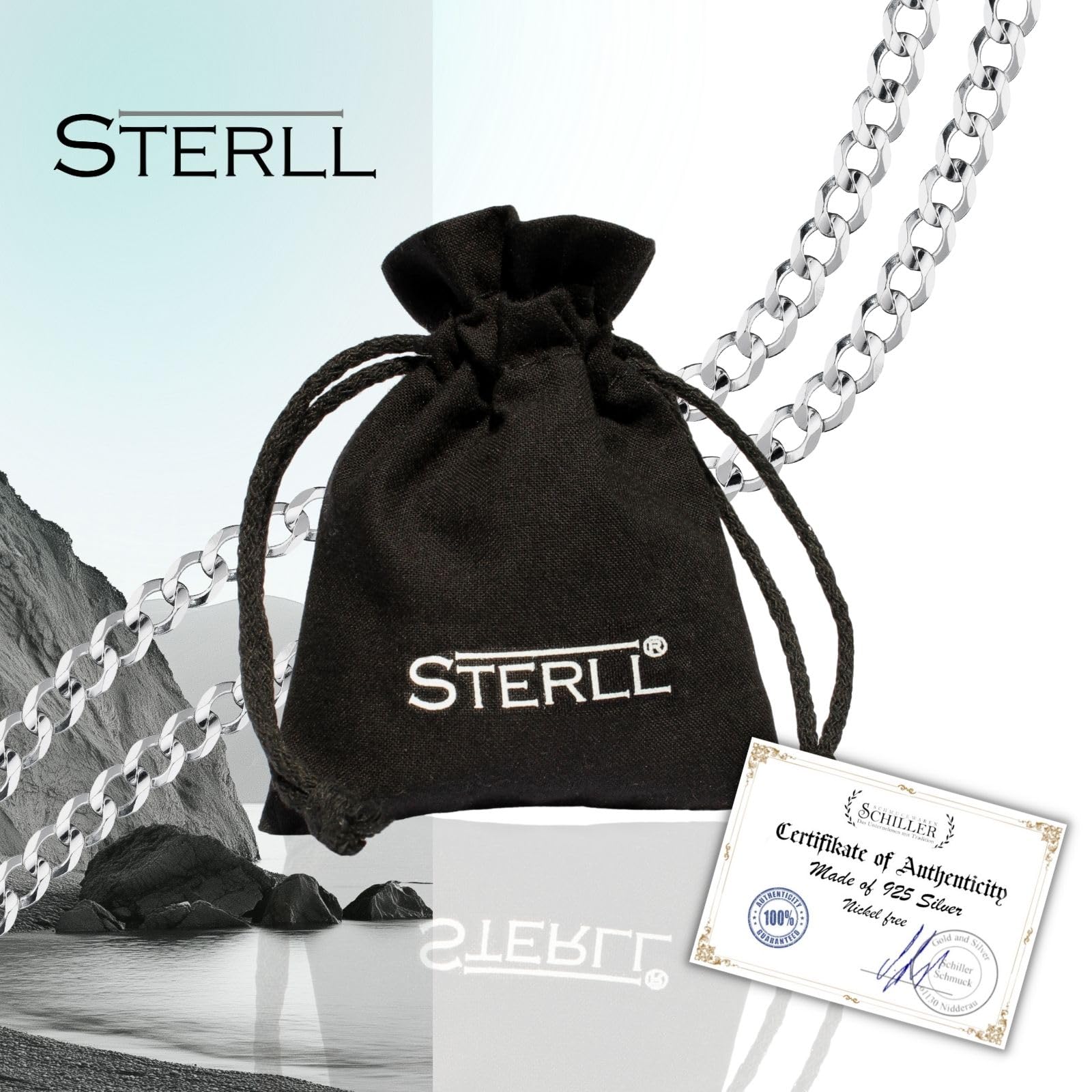 Herren Kette Sterling-Silber 925 Ohne Anhänger Ökologische Verpackung Kleine Geschenke für Männer