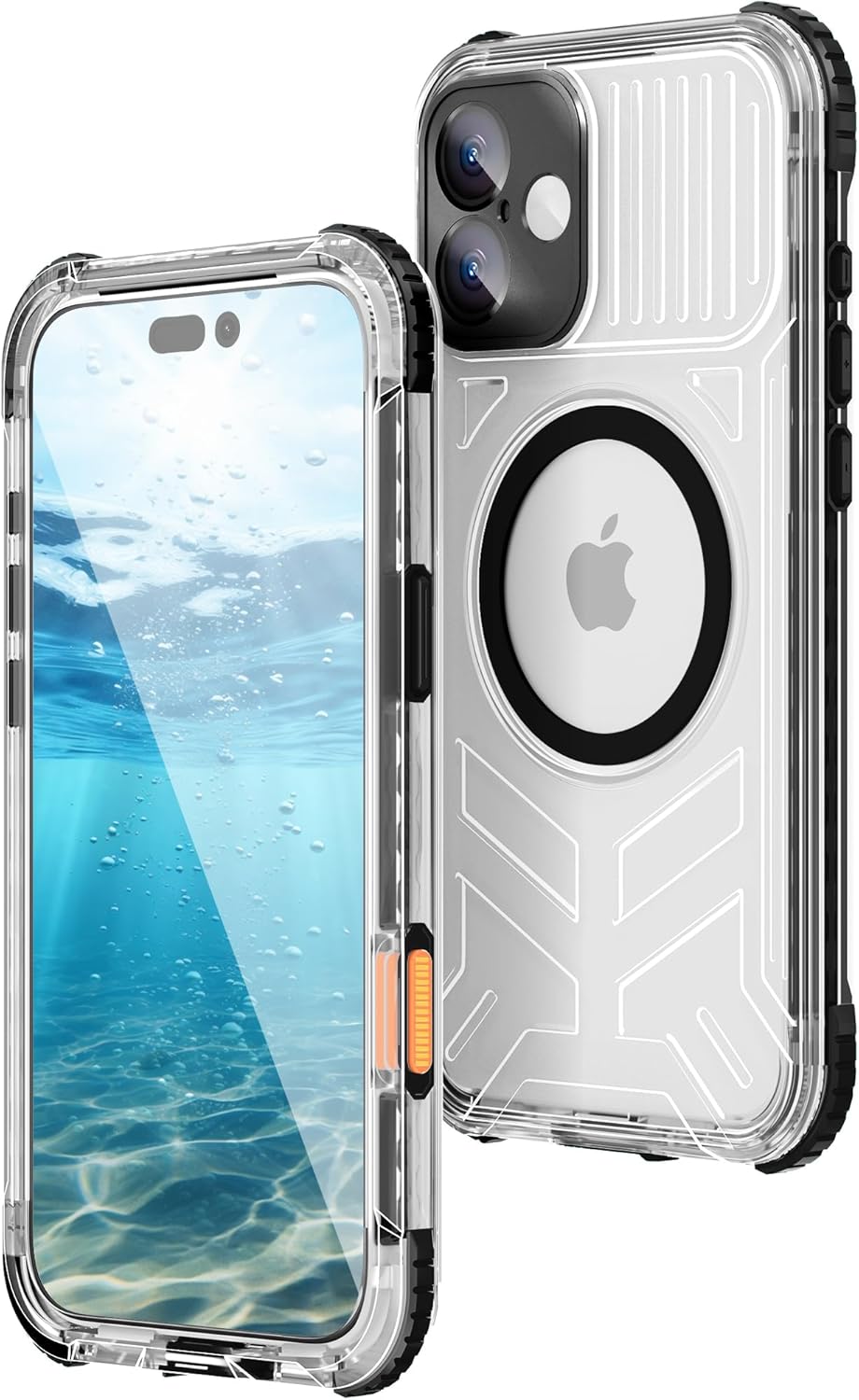 WIFORT for iPhone 16 Waterproof Case, [IP68 Underwater] [Blue Light Filter Lens] [15FT Military Shockproof], Fit for Magsafe Full Body Magnetic Frosted Phone Case with Lanyard, 6.1" Black