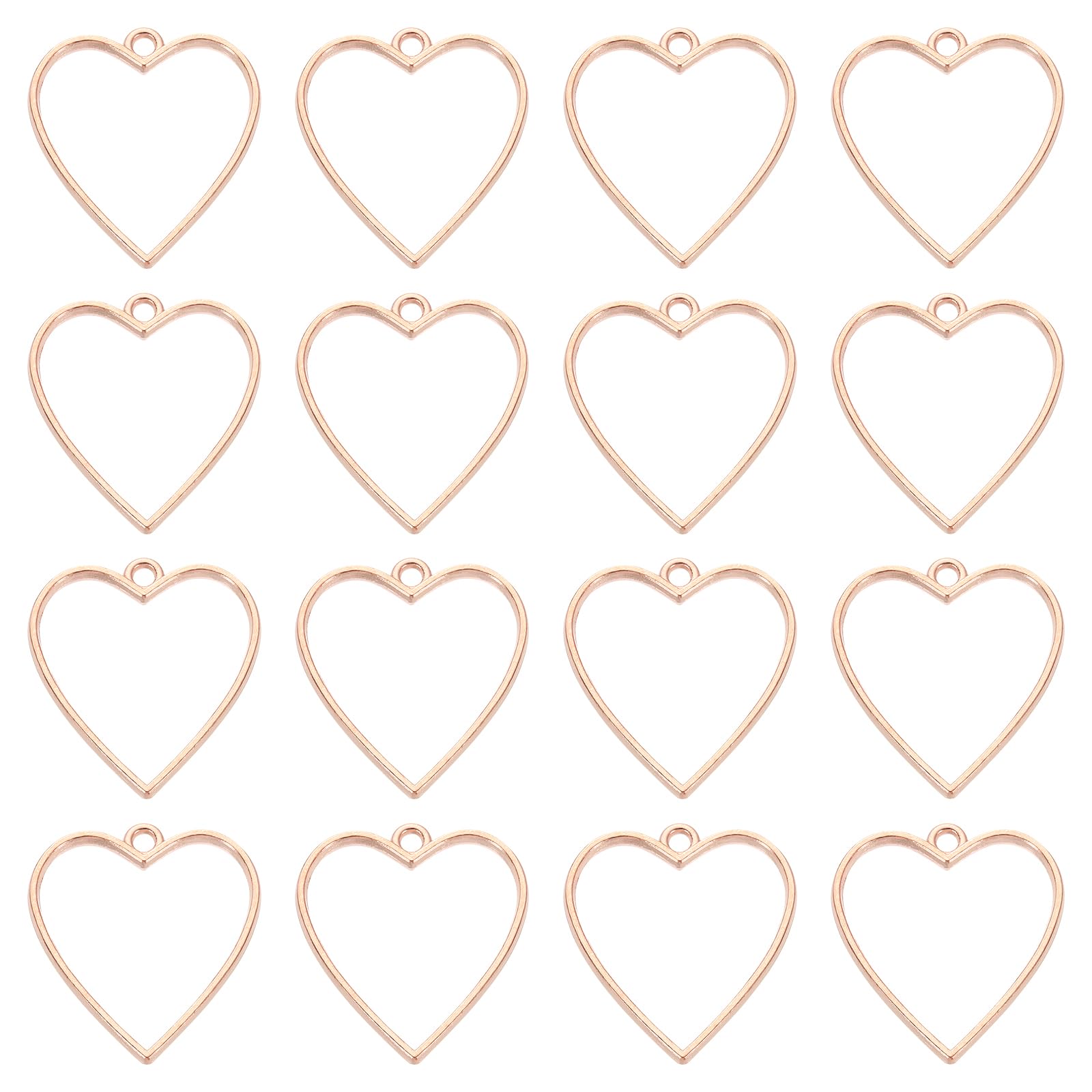 sourcing map 32 Pcs Open Bezel, Heart Resin Bezels Pendants Open Back Bezels Metal Hollow Frame Charm for DIY Resin Crafts Earrings Jewelry Making, Rose Gold