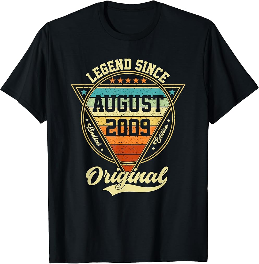 Vintage 16th Birthday Legend Since August 2009 T-Shirt