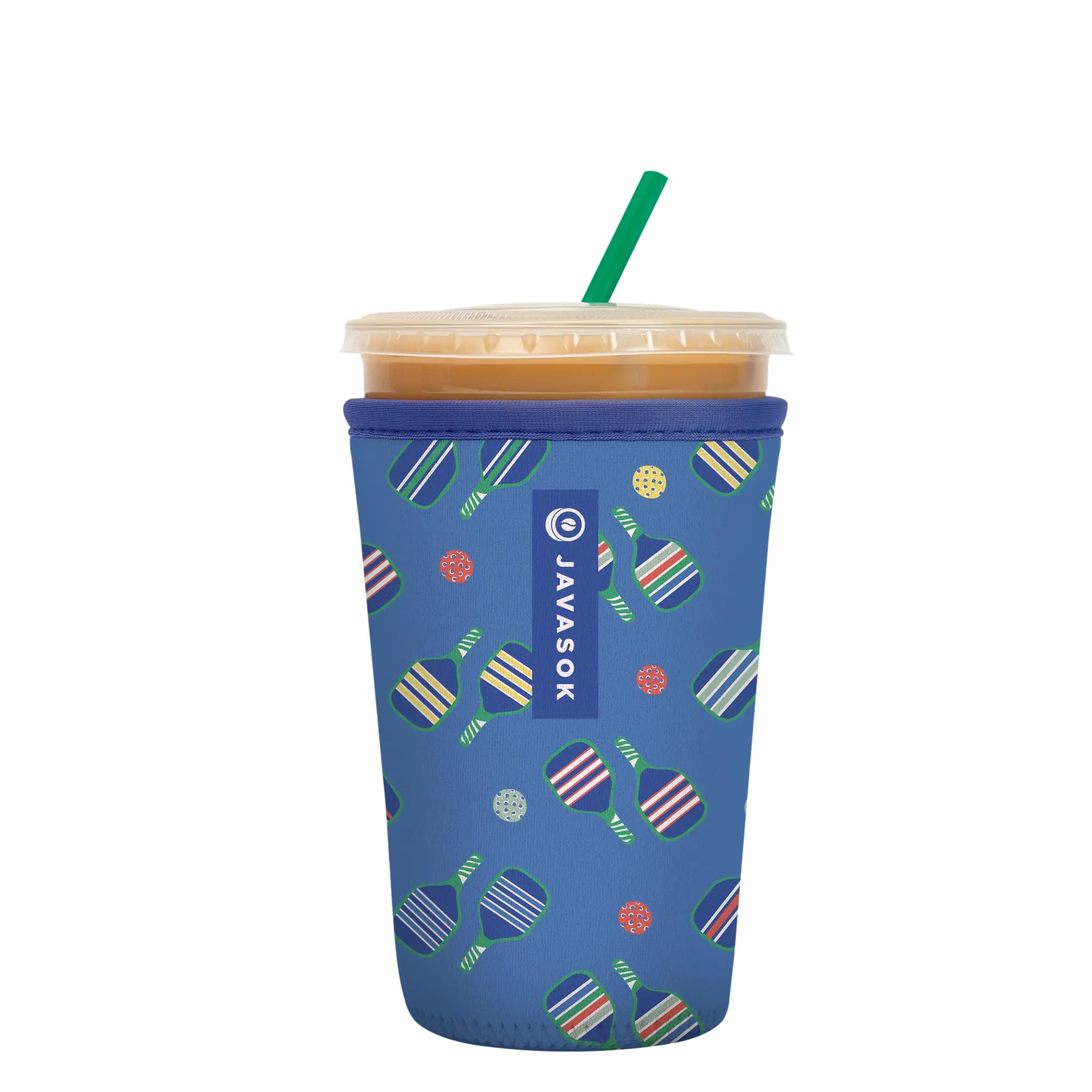 Sok It JavaSok Iced Coffee &amp; Cold Soda Insulated Neoprene Cup Sleeve (Pickleball, Medium: 22-28oz)