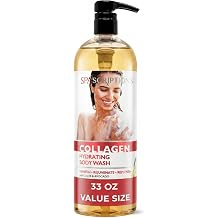 SpaScriptions Collagen Body Wash - Hydrating Gentle Cleansing Shower Gel with Anti-Aging CoQ10 and Moisturizing Avocado for Smooth Radiant Glowing Skin, Fresh Orchard Scent, Paraben Free, 33 fl oz