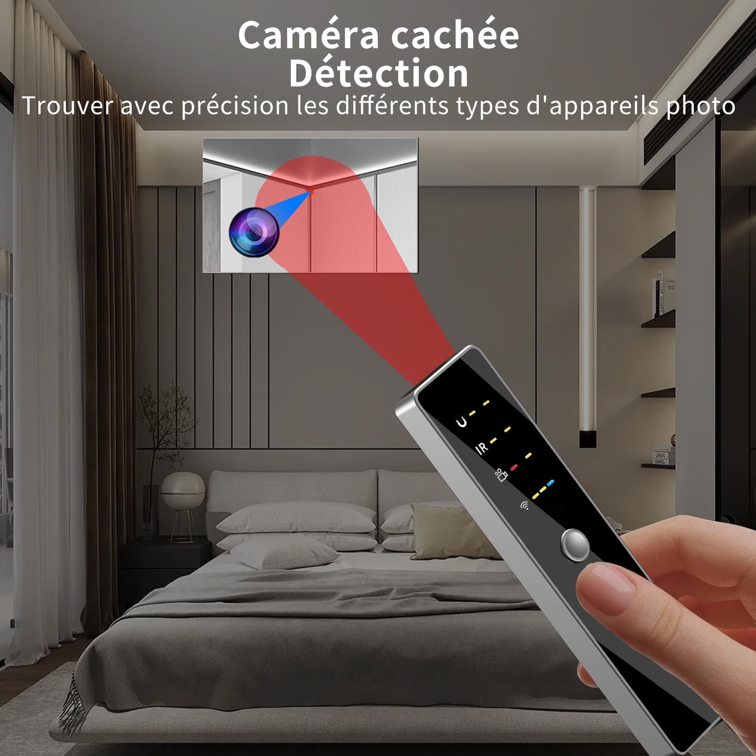 Détecteur Micro Espion, Détecteur De Caméra Espion, Détecteur Anti-Espion Bug, Scanner De Traceur GPS Anti-Espion, DéTecteur D'éCoute GSM GPS Tracker Scanner pour Les HôTels
