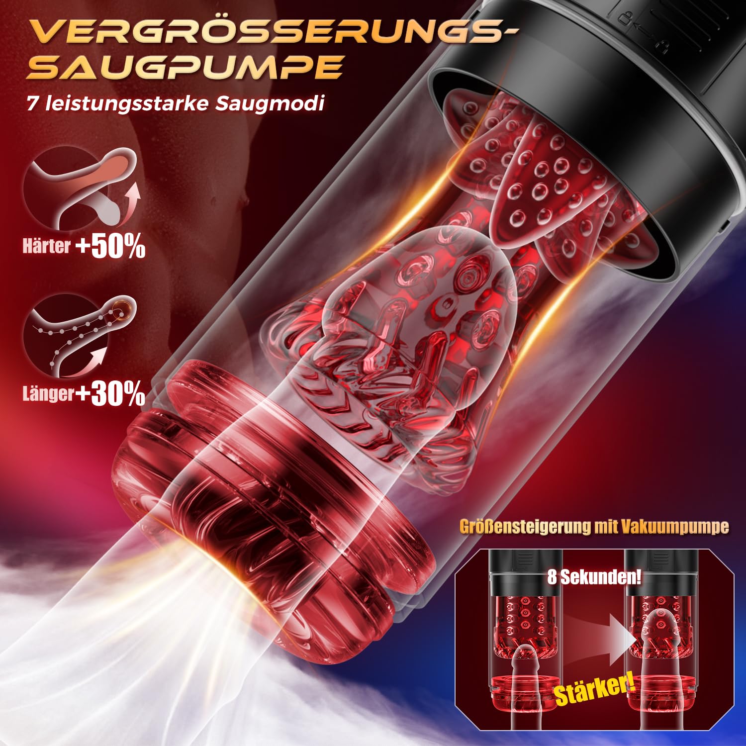 Elektrischer Masturbator Masturbieren für Männer Zungenleck, Sex Spielzeug für die Männer 7 Teleskopfunktion Rotierend Vibration Saugen Taschenmuschi, Masturbatoren Penis Eichel Stimulator Sex Toys