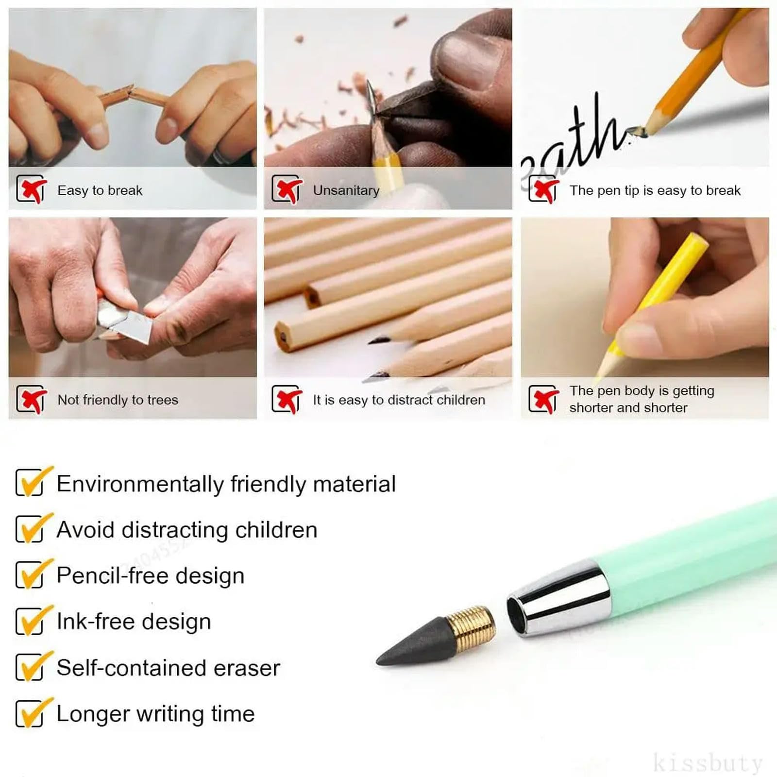 Ołówek do szkoły Opakowanie 6, 12 lub 18 ołówków bezatramentowych z wymiennymi końcówkami do pisania i rysowania(6 Pen and 12Pcs Nib)