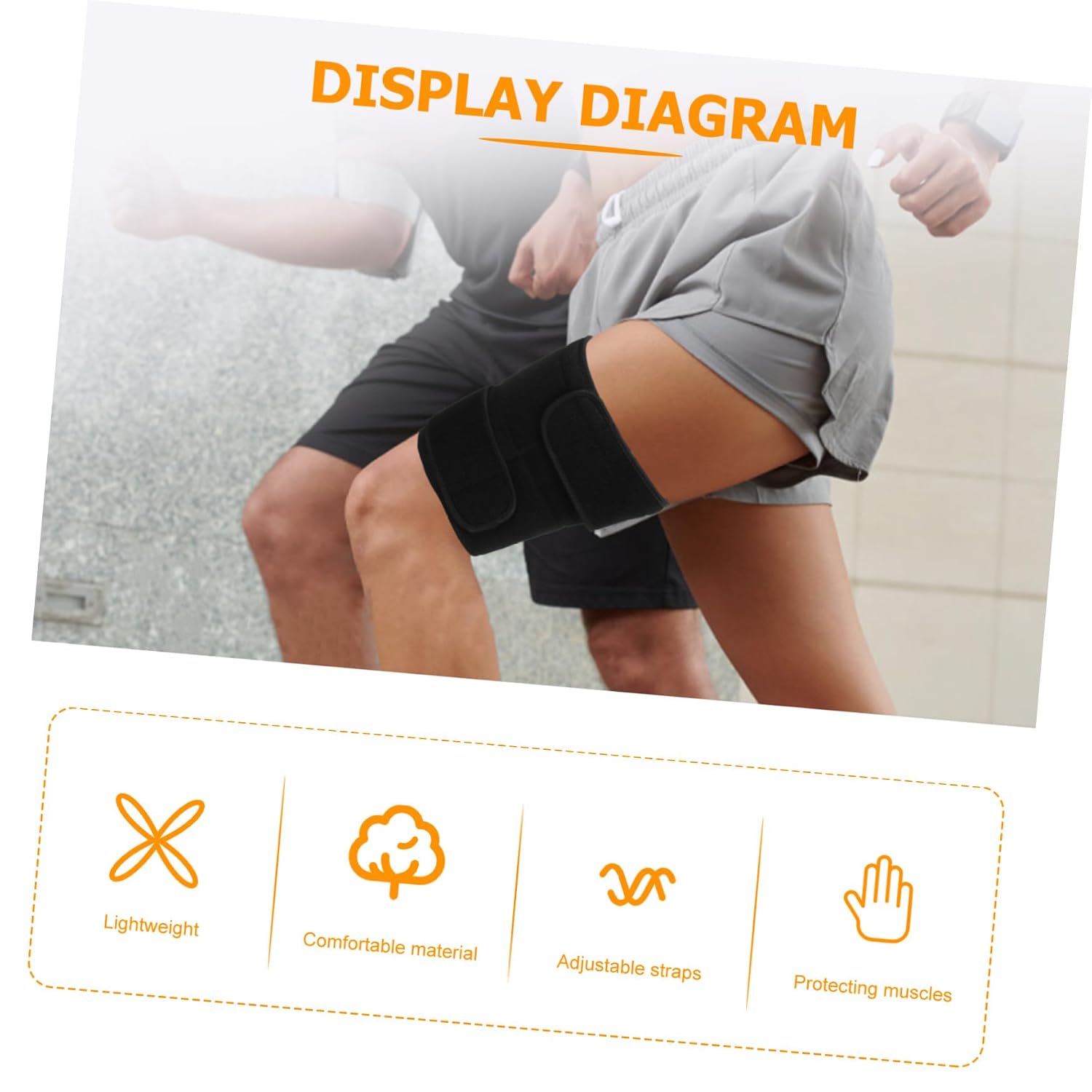 Adjustable Thigh Support Strap Compression Sleeve Large Size Breathable Thigh Wrap for Sports Training and Outdoor Use Suitable for 140-200 Lbs