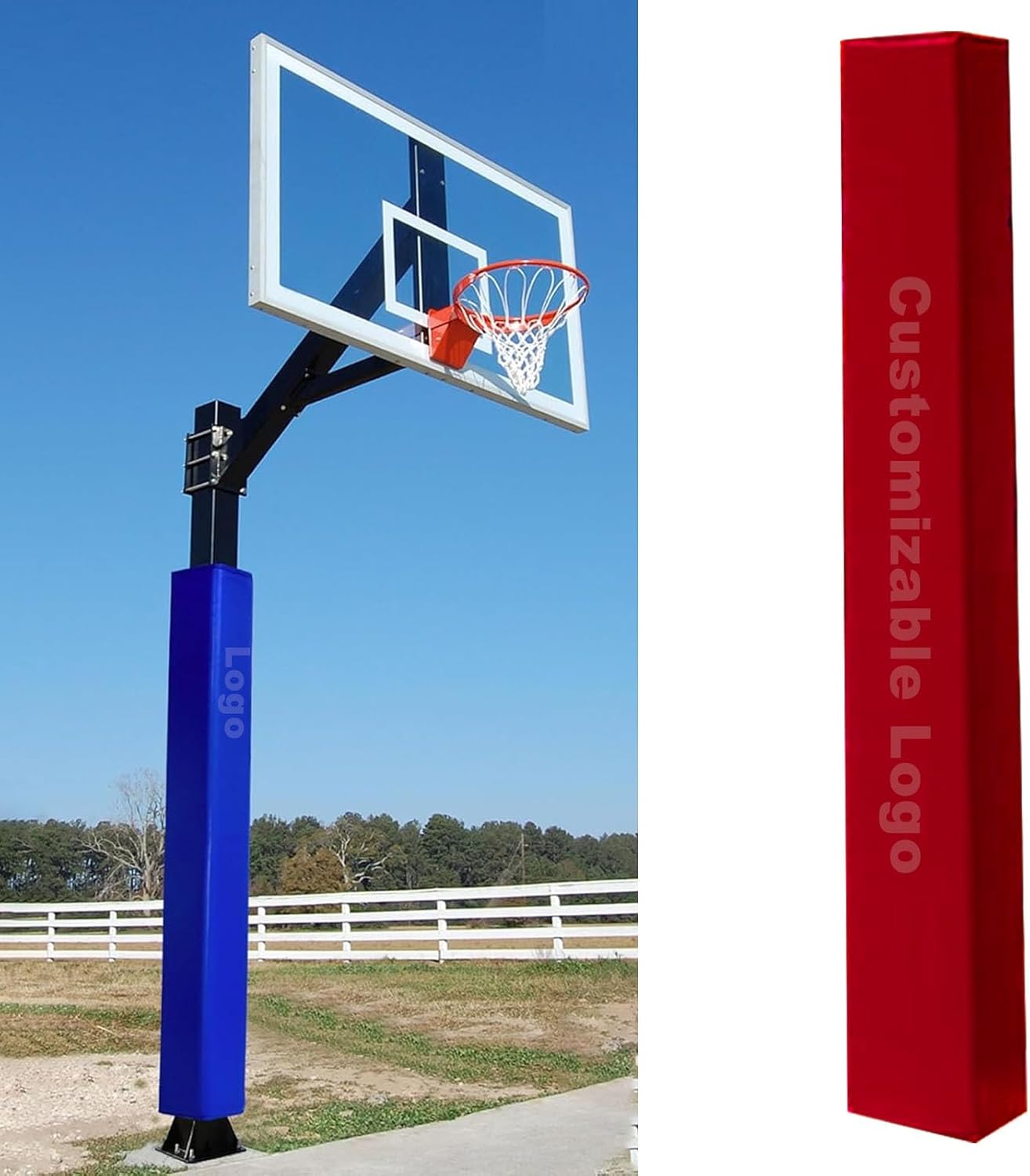Basketball Pole Pad, Basketball Pole Padding for Round Pole Player Protection Pad Outdoor Waterproof Wrap Portable Replacement Garage Pad Custom Logo